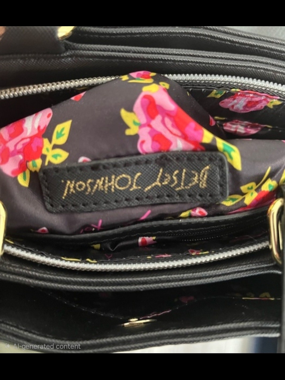 Betsey Johnson Black and Pink Studded Bag - Picture 7 of 12